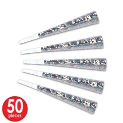 LA Swing Silver New Year's Eve Party Kit For 50 People -Bulk Party Supplies Shop 88807 S50 i4 3