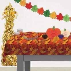 Thanksgiving Fall Leaf Tablecover -Bulk Party Supplies Shop 90018 i2 1