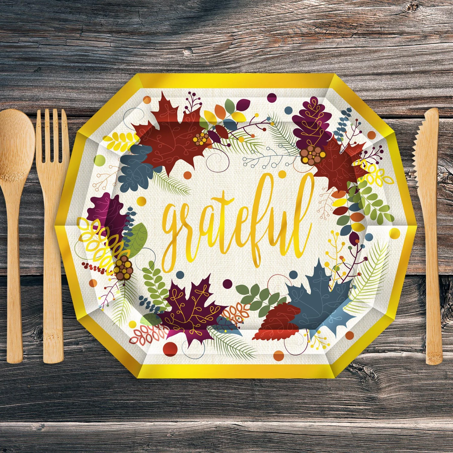 Friendsgiving Paper Plates 7.5 Inch (8 Per Package) 3 Friendsgiving Paper Plates 7.5 Inch (8 Per Package) - Image 3