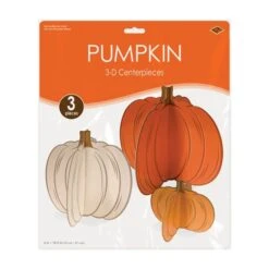 3-D Pumpkin Centerpieces (3 Per Package) 8 3-D Pumpkin Centerpieces (3 Per Package) -Bulk Party Supplies Shop 90520 i3 3 d pumpkin centerpieces