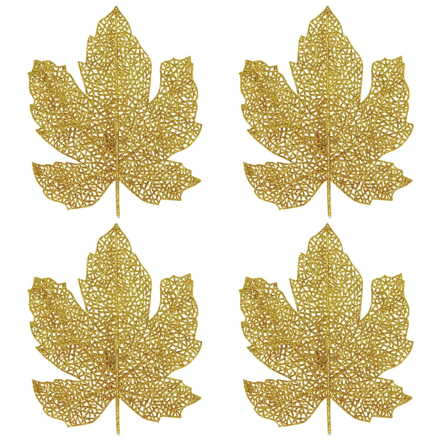 Thanksgiving Glittered Fall Leaves (4 Per Package) 1 Thanksgiving Glittered Fall Leaves (4 Per Package)