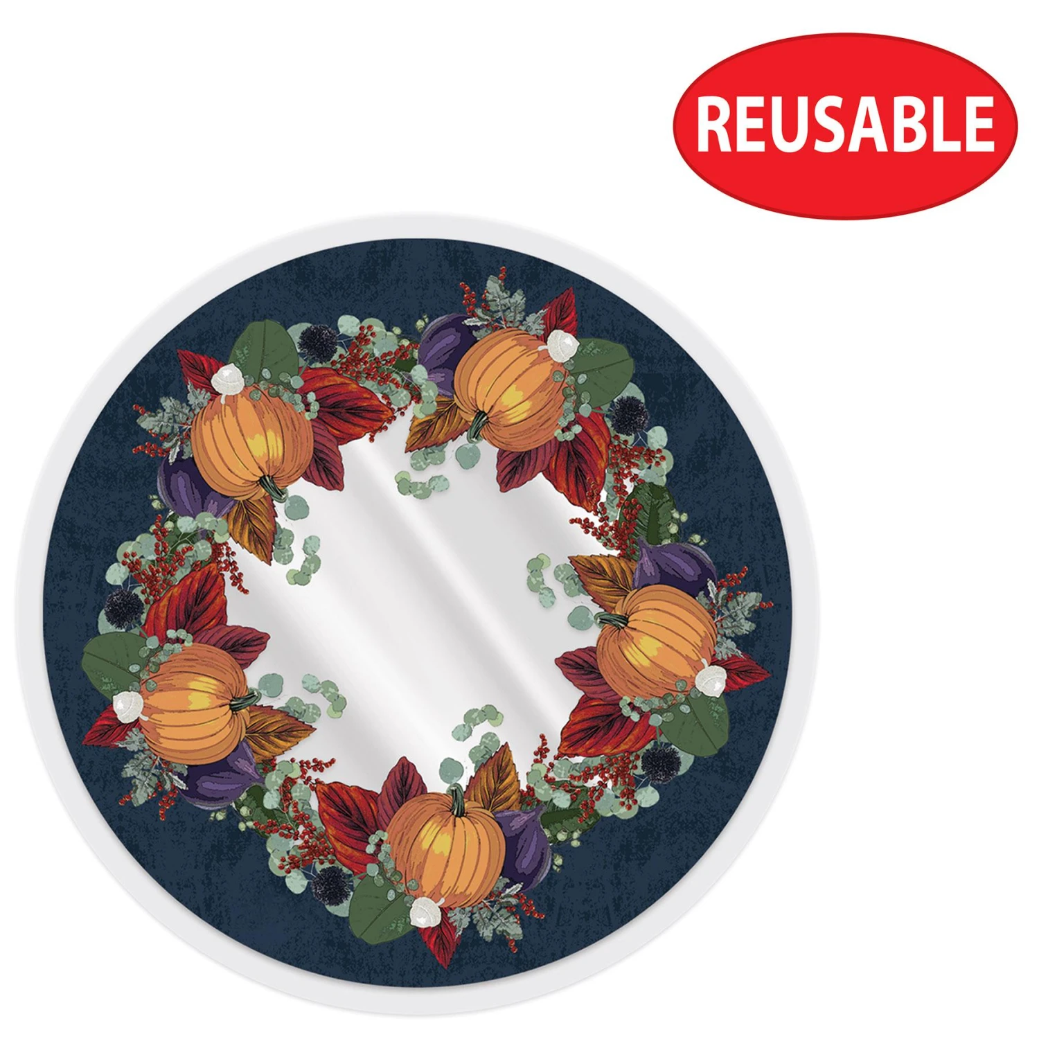 Plastic Fall Thanksgiving Round Placemats (4 Per Package) 4 Plastic Fall Thanksgiving Round Placemats (4 Per Package) - Image 4
