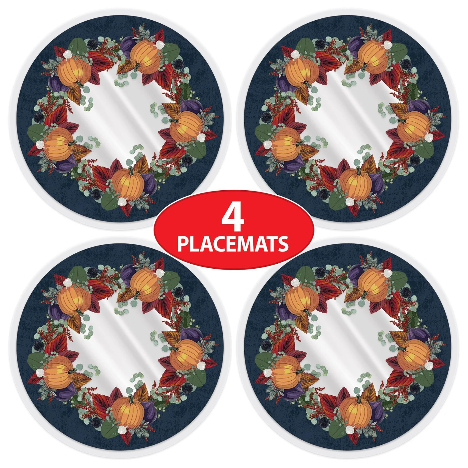 Plastic Fall Thanksgiving Round Placemats (4 Per Package) 7 Plastic Fall Thanksgiving Round Placemats (4 Per Package) - Image 7