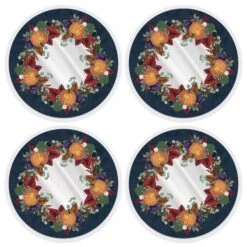 Plastic Fall Thanksgiving Round Placemats (4 Per Package)