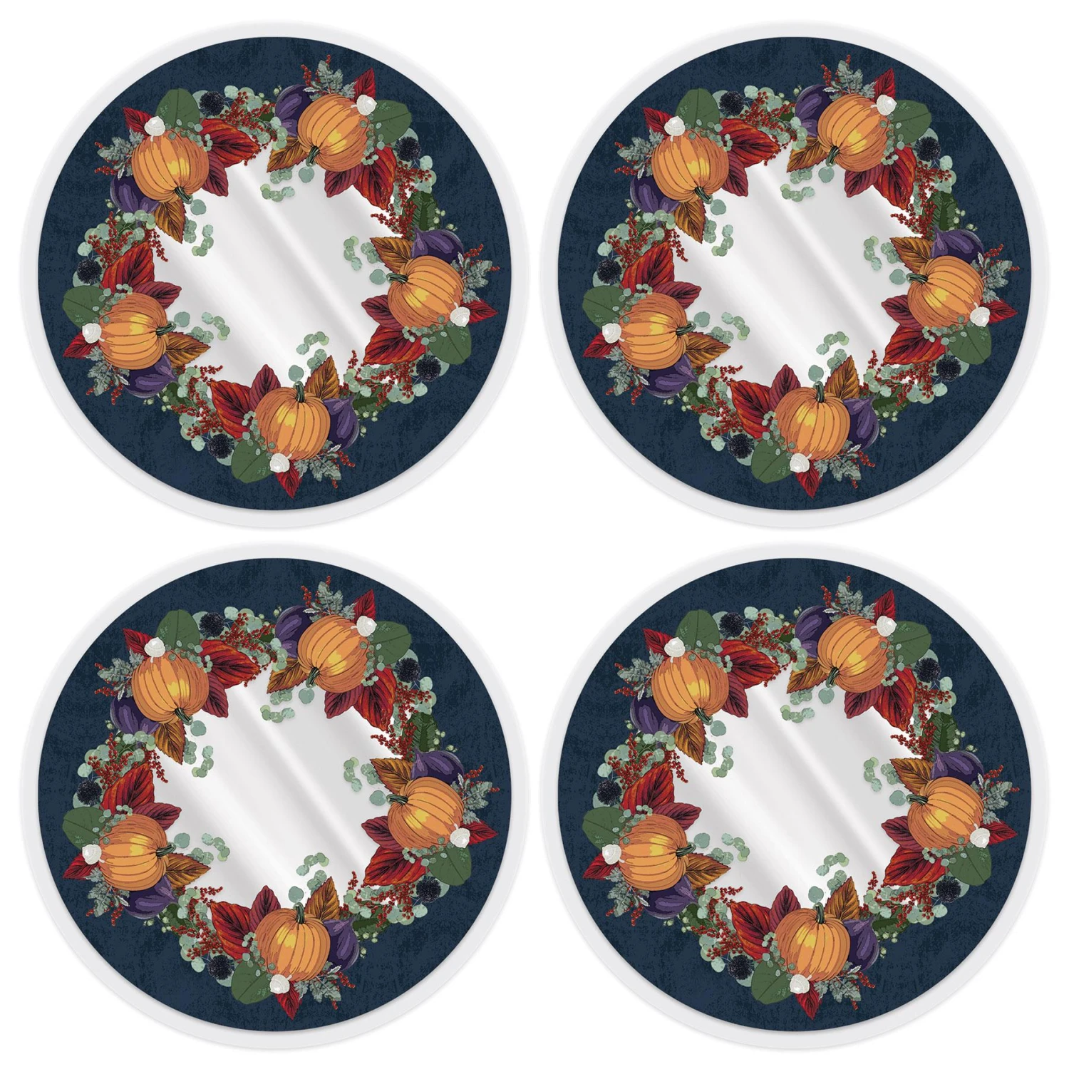 Plastic Fall Thanksgiving Round Placemats (4 Per Package) 1 Plastic Fall Thanksgiving Round Placemats (4 Per Package)