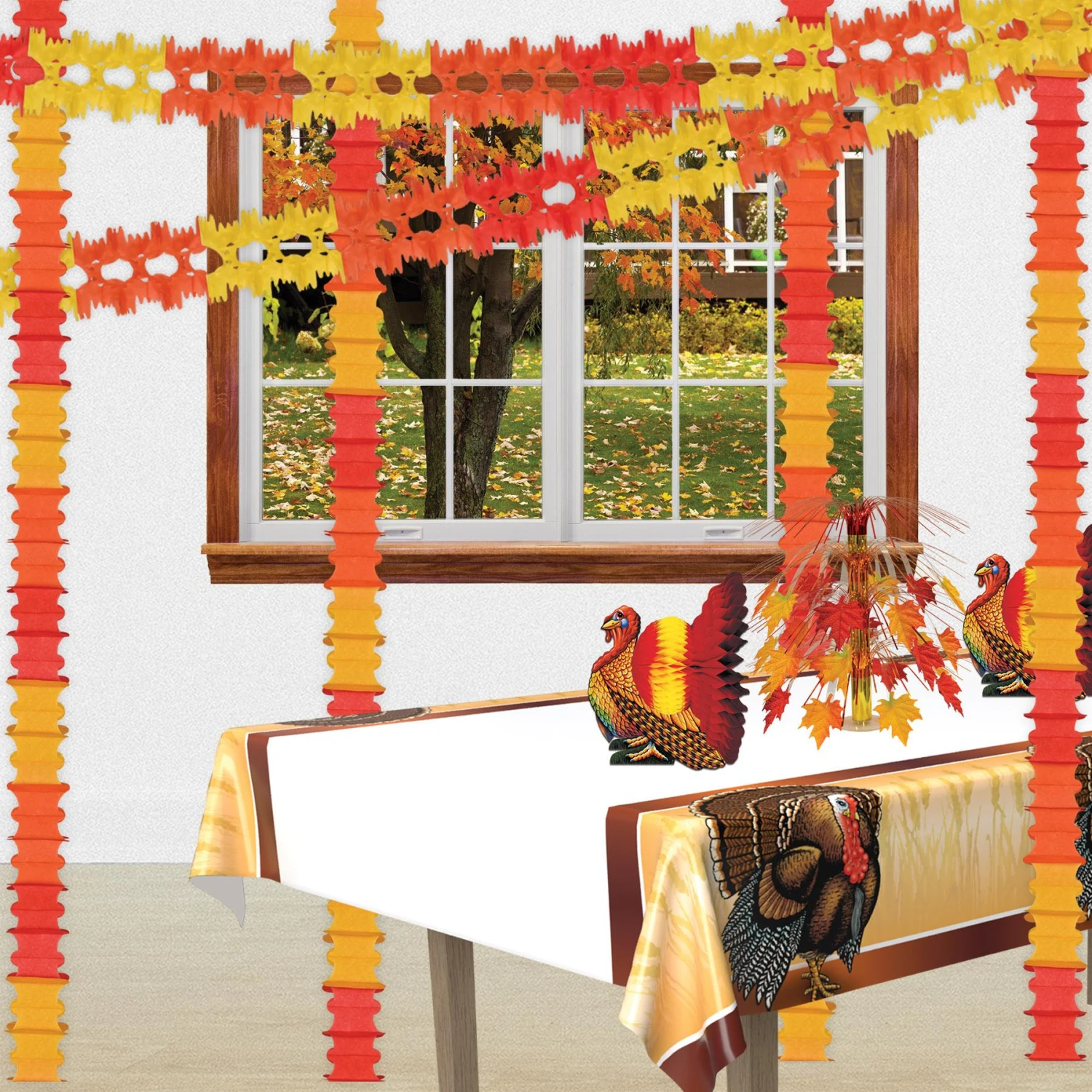 12 Inch- Thanksgiving Tissue Turkey Centerpiece 2 12 Inch- Thanksgiving Tissue Turkey Centerpiece - Image 2