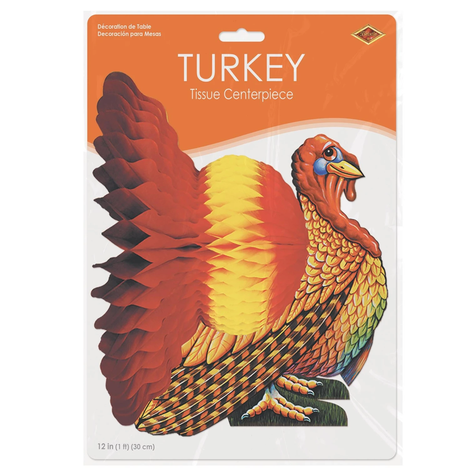 12 Inch- Thanksgiving Tissue Turkey Centerpiece 3 12 Inch- Thanksgiving Tissue Turkey Centerpiece - Image 3