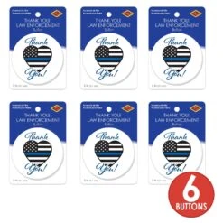 Thank You! Law Enforcement Button- Heart Flag -Bulk Party Supplies Shop BT027 i3 2