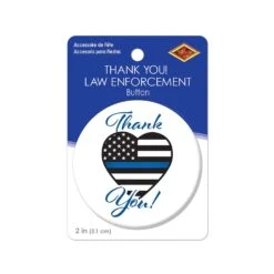 Thank You! Law Enforcement Button- Heart Flag -Bulk Party Supplies Shop BT027 i3