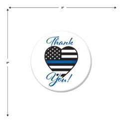 Thank You! Law Enforcement Button- Heart Flag -Bulk Party Supplies Shop BT027 i5
