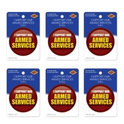 I Support Our Armed Services Button - Red -Bulk Party Supplies Shop BT090 i3 1