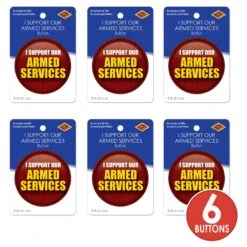 I Support Our Armed Services Button - Red -Bulk Party Supplies Shop BT090 i3 2