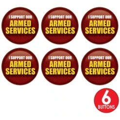 I Support Our Armed Services Button - Red -Bulk Party Supplies Shop BT090 i7 1