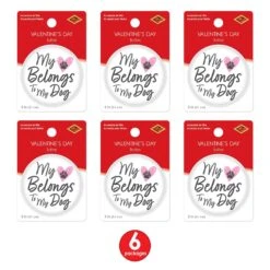 Valentine's Day My Heart Belongs To My Dog Button (6 Packages) 11 Valentine's Day My Heart Belongs To My Dog Button (6 Packages) -Bulk Party Supplies Shop BT174 i3 1