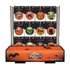 Vintage Halloween Buttons Counter Display - 108 Pieces -Bulk Party Supplies Shop PB12D 108VH i4 1